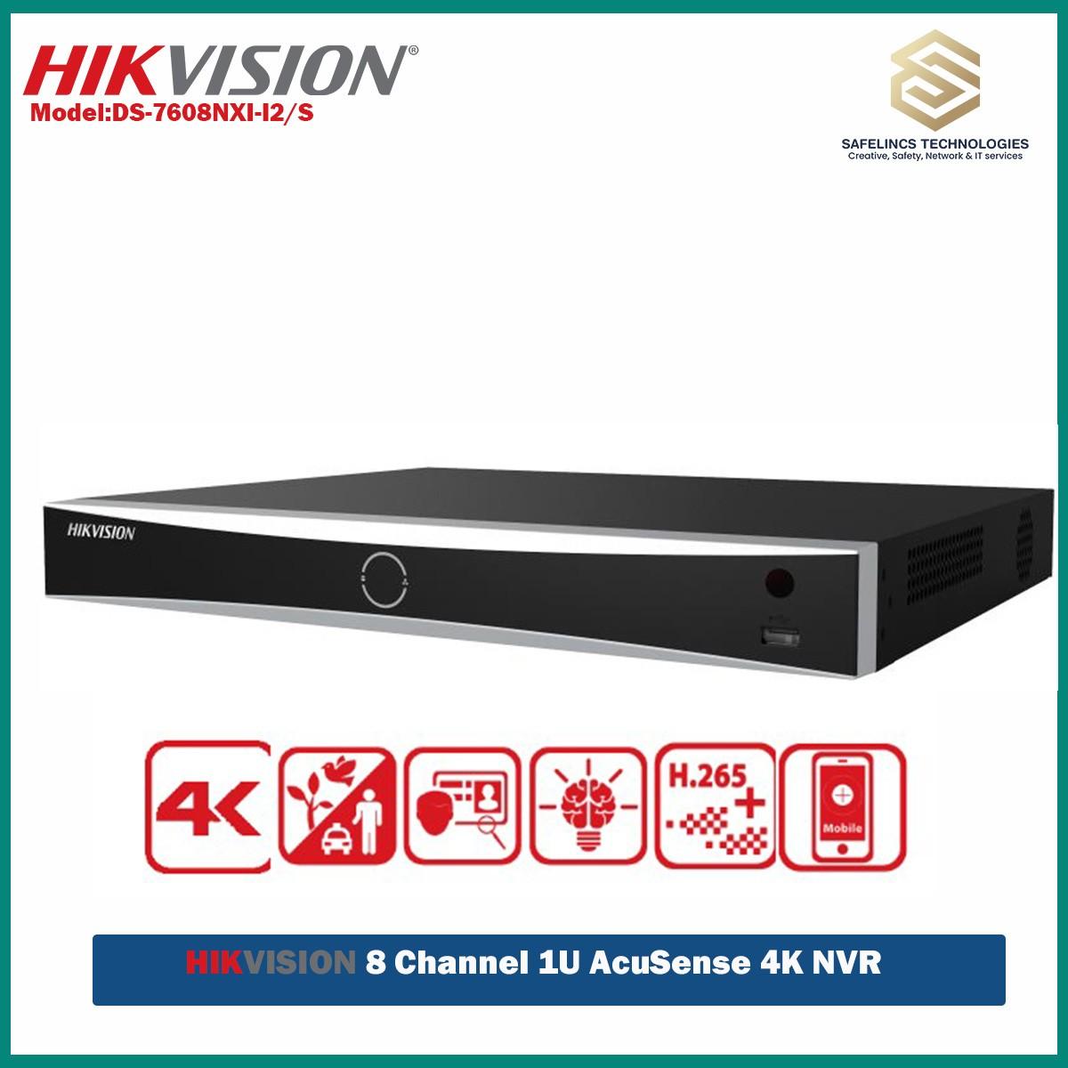 DS-7608NXI-I2/S- Hikvision Acusense 4K NVR 8 Channel