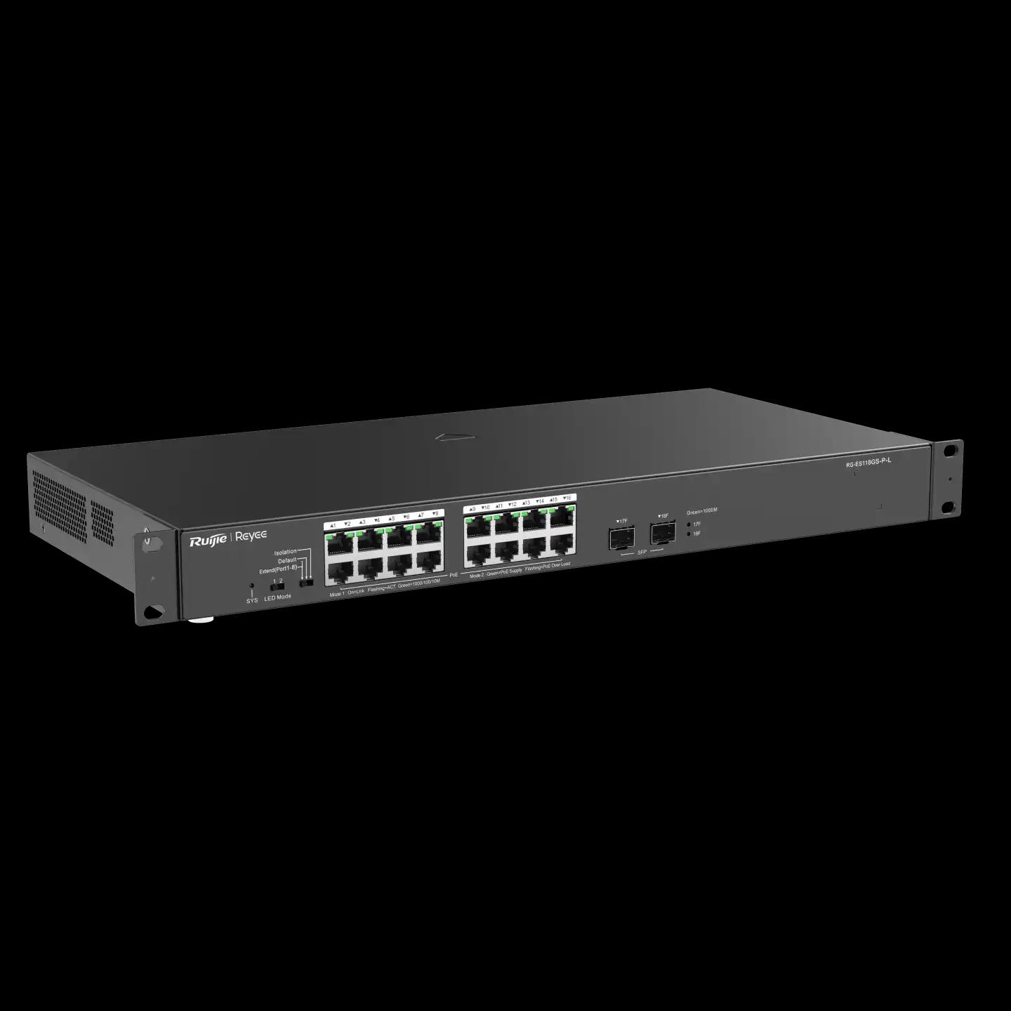 RG-ES118GS-P-L, 18-Port 10/100/1000 Mbps Unmanaged PoE Switch