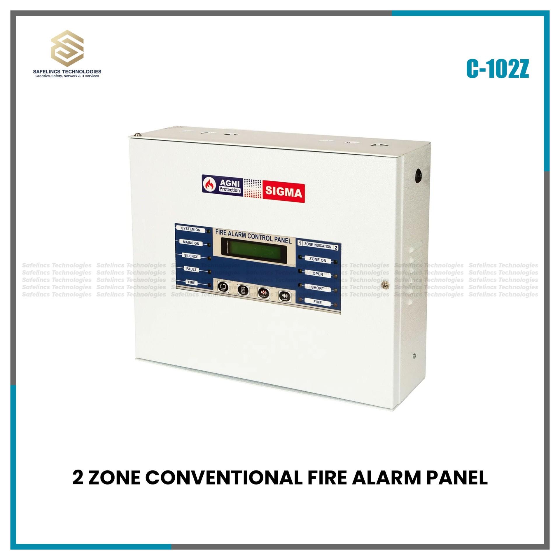 2 Zone Agni Protection Fire Alarm Control Panel.