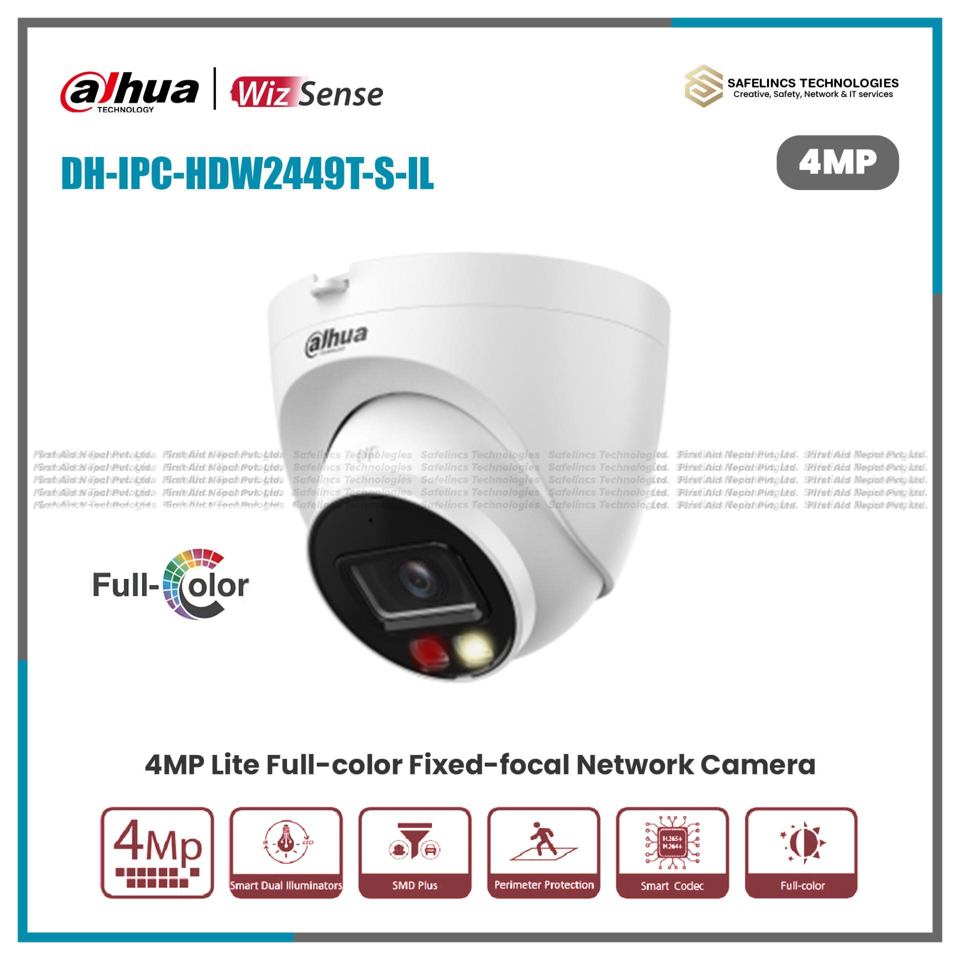 DH-IPC-HDW2449T-S-IL- 4 MP Dahua Audio with SD Card Support. Full Color