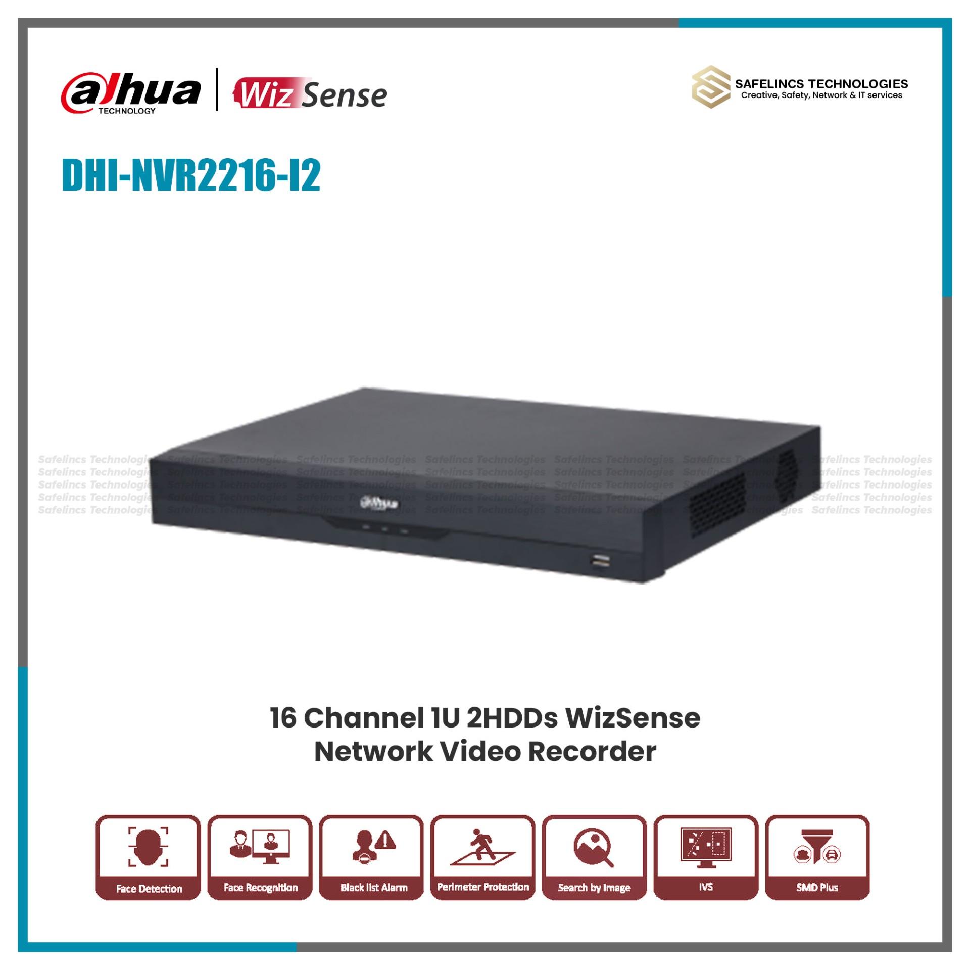 DHI-NVR2216-I2-16 Channel 1U 2HDD Wizsense Sense Network Video Recorder