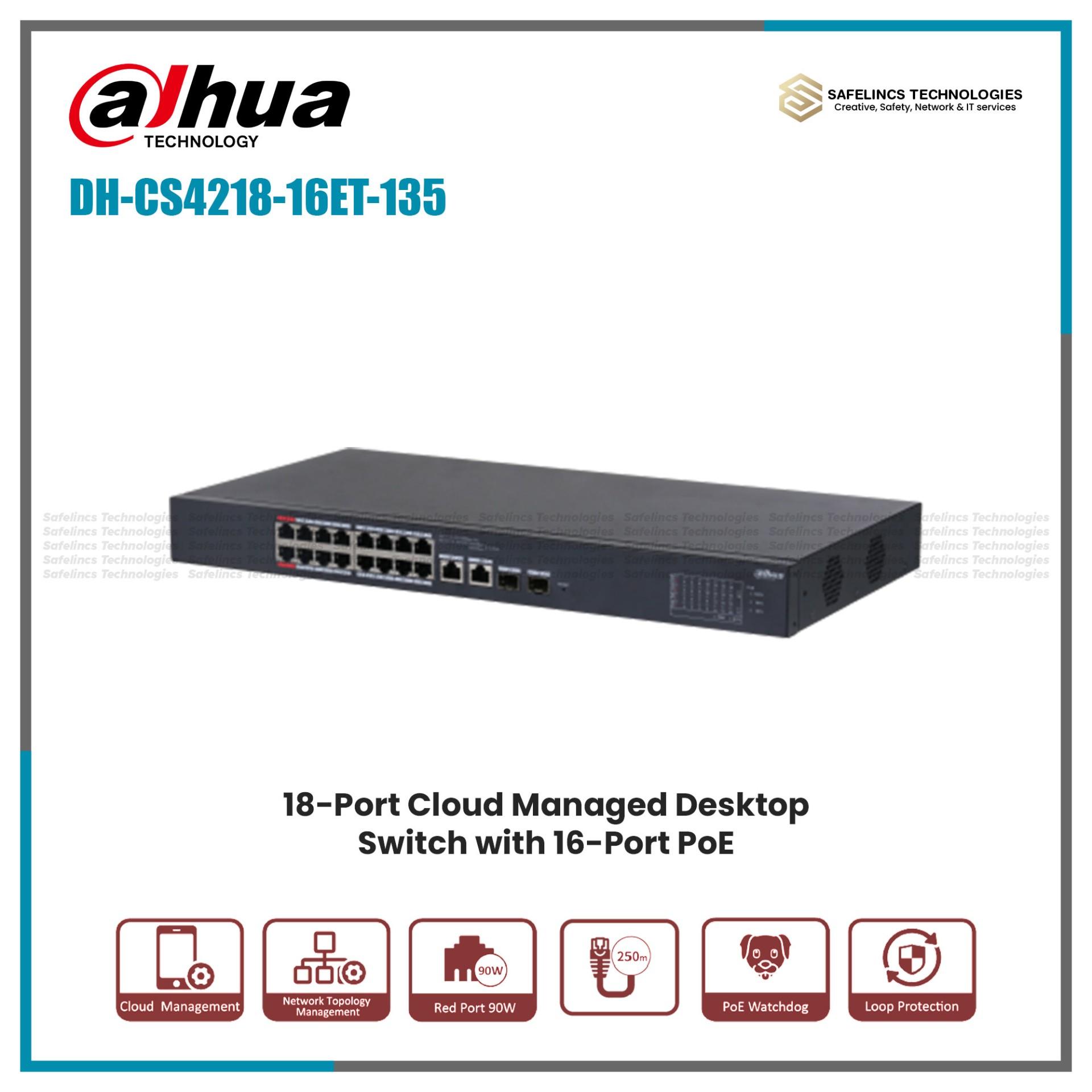DH-CS4218-16ET-135 Dahua 18-Port Cloud Managed Desktop Switch