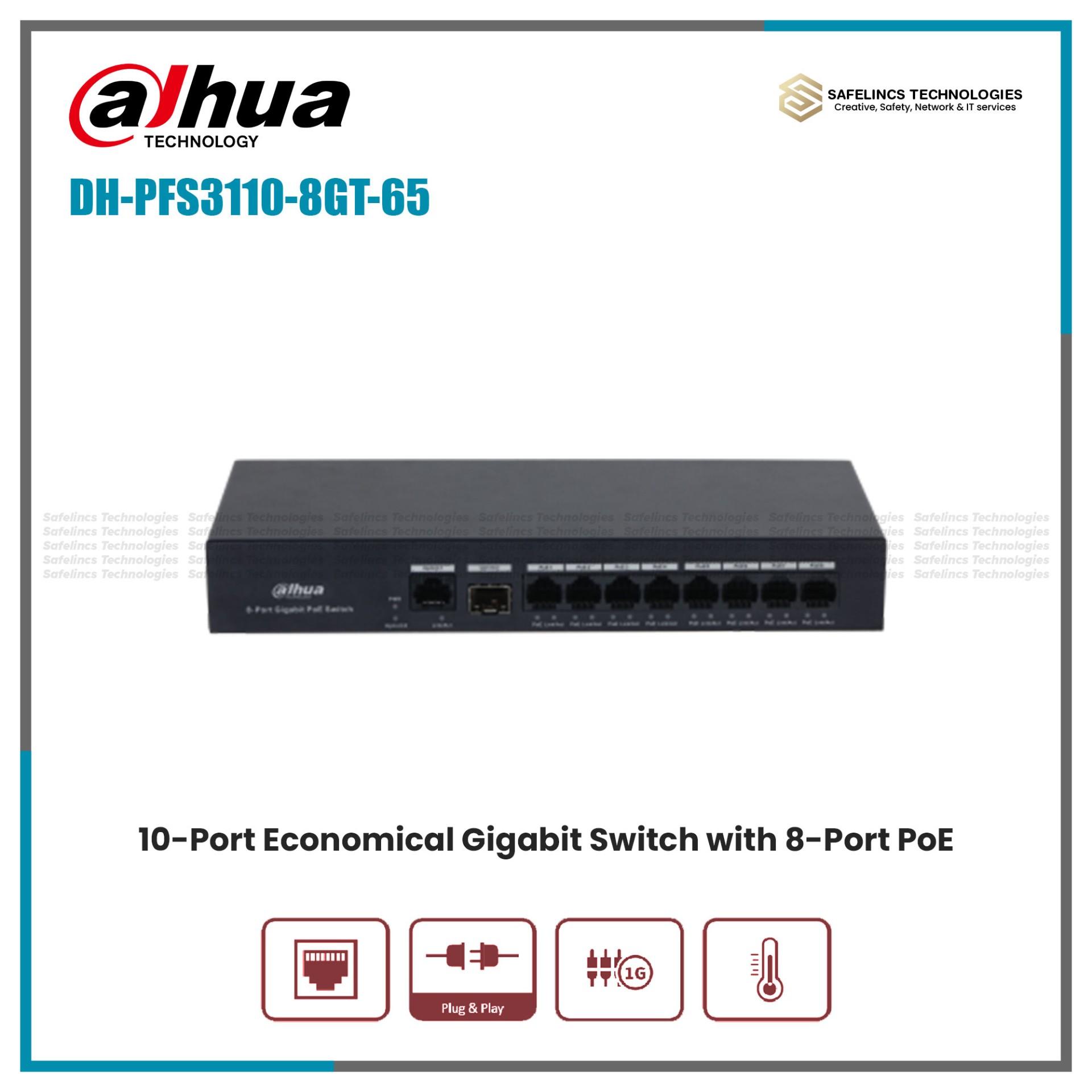 DH-PFS3110-8GT-65-10 Port Economical Gigabit POE Switch