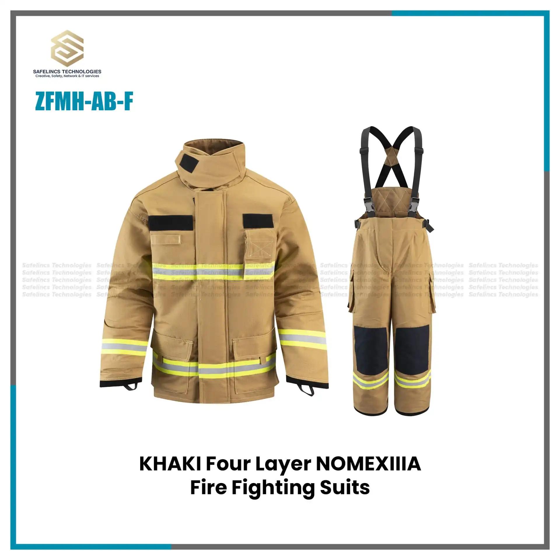 EN469 CERTIFICATED KHAKI Four Layer NOMEXIIIA Fire Fighting Suits